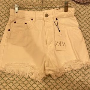 White Zara Jean shorts